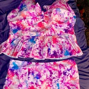 Torrid splash dye two piece bathing suit